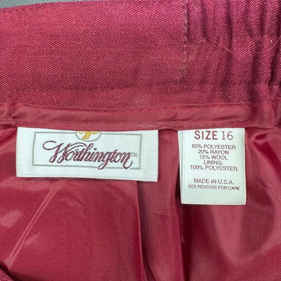 Vintage Burgundy Pencil Skirt Size 16 Worthington USA 1980s Maroon Red Retro - Picture 4 of 6
